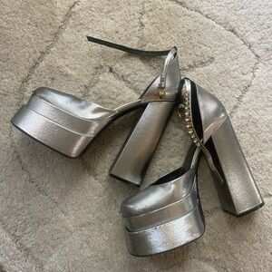 Versace Silver Platform Heels